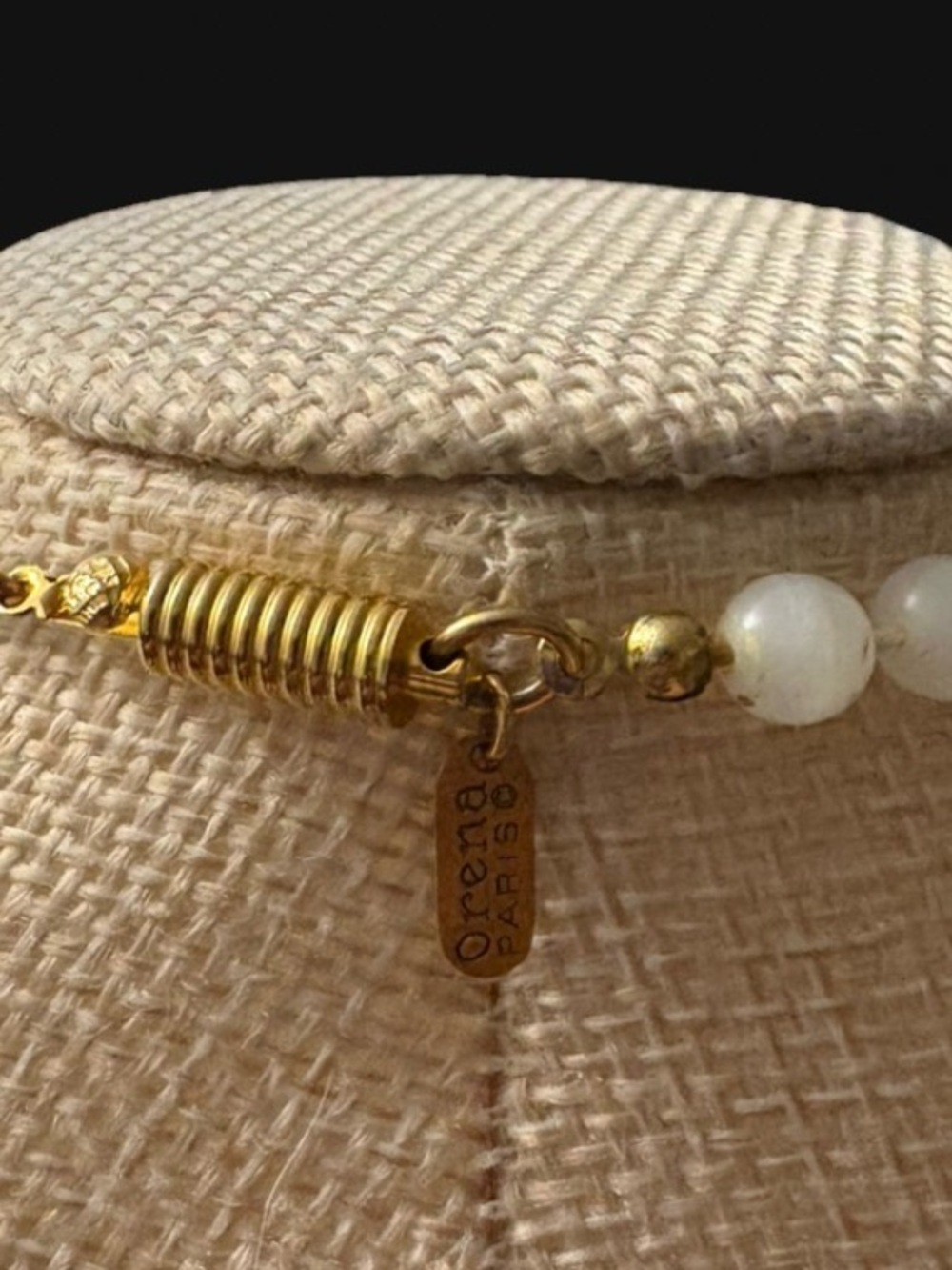 Vintage ORENA PARIS Signed Gold & Emerald Green Cabochon Necklace French Couture - Picture 3 of 7